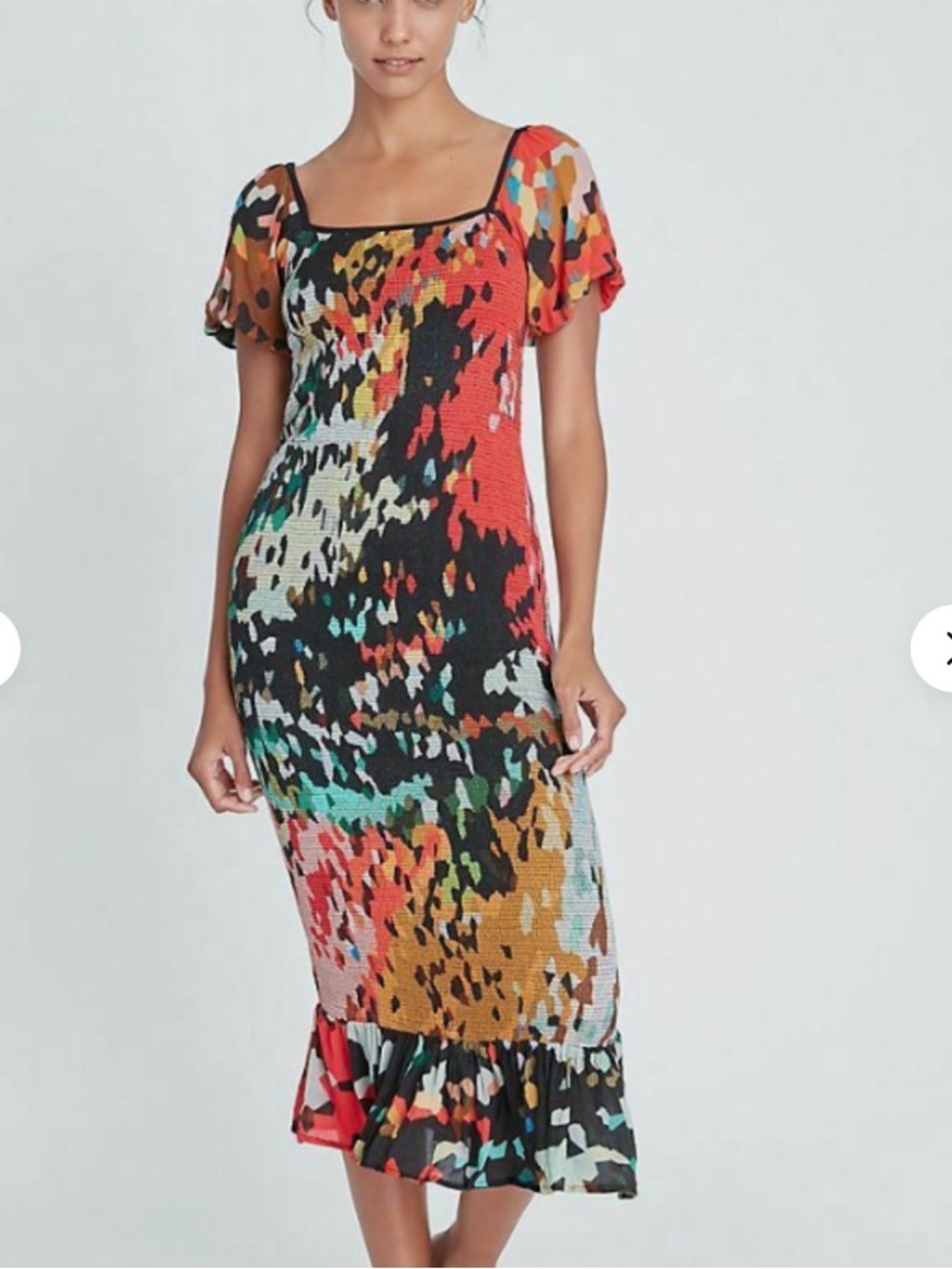 Anthropologie Galina MIDI Dress smocked colorful XS